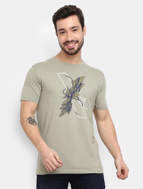 men round neck front print t-shirt - 20600007 - Very Small Image - 1