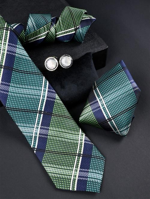 men tie with pocket square & cufflinks - 20600641 - Very Small Image - 1