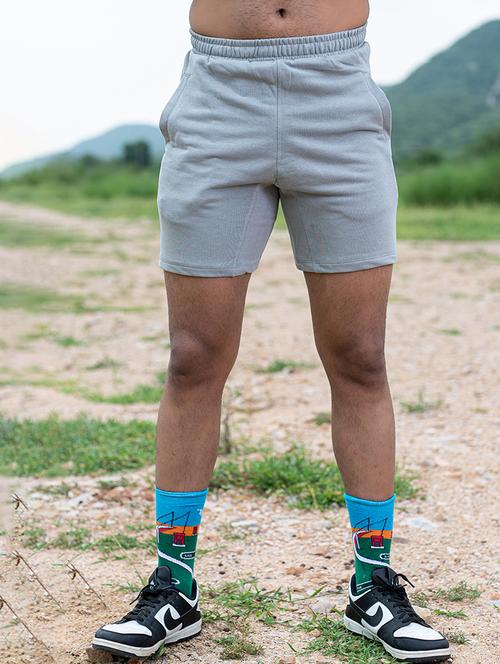 men solid grey shorts - 20600653 - Very Small Image - 1