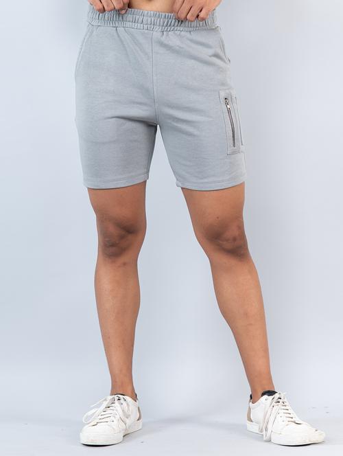 men solid grey shorts - 20600660 - Very Small Image - 1