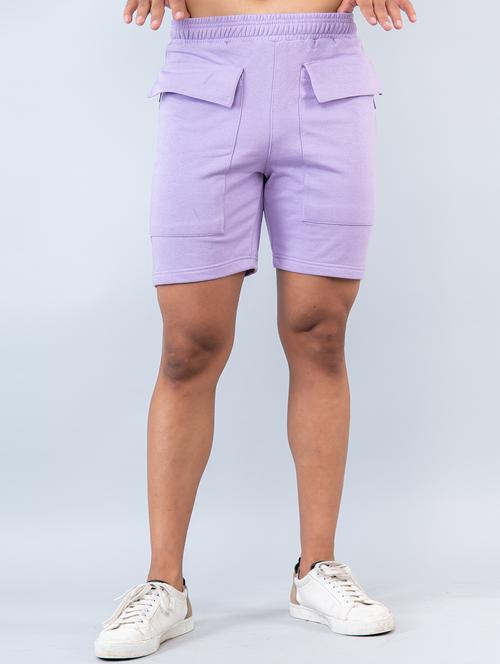 men solid lavender shorts - 20600678 - Very Small Image - 1