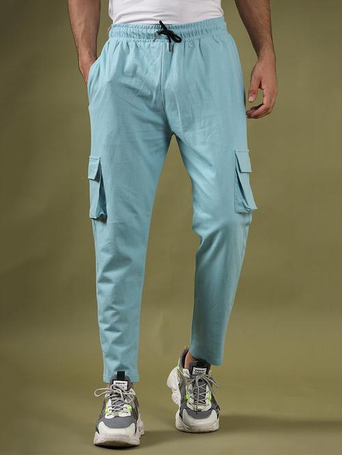 men light blue solid ankle length track pants - 20600754 - Very Small Image - 1