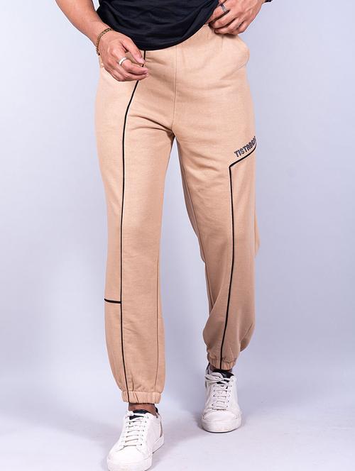 men tan front piping joggers - 20600785 - Very Small Image - 1