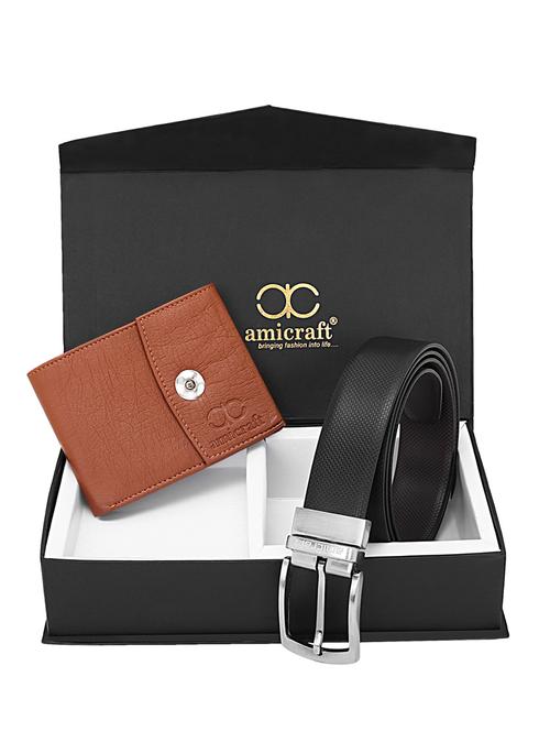 men's leather belt & wallet gift set combo - 20601048 - Very Small Image - 1