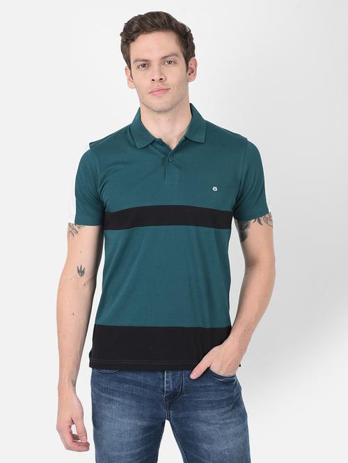 teal color blocked short sleeve t-shirt - 20601713 - Very Small Image - 1