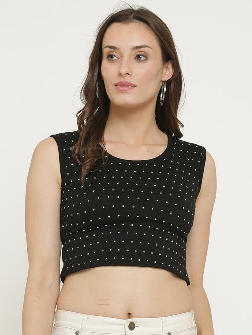 women printed sleeveless crop tank top - 20602450 - Very Small Image - 1