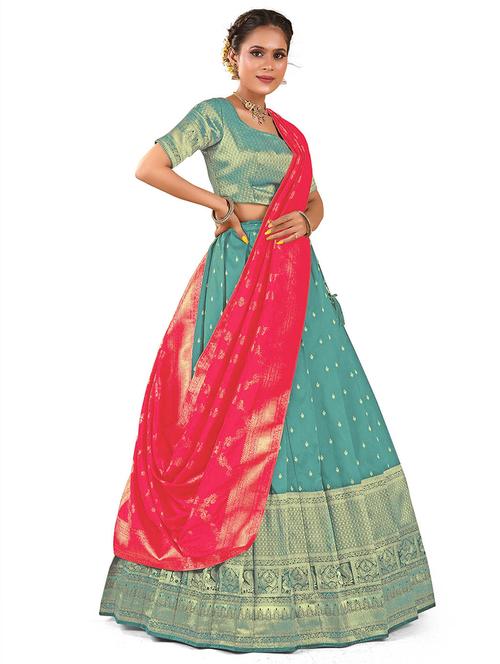 women light blue semi-stitched lehenga choli with dupatta - 20602718 - Very Small Image - 1