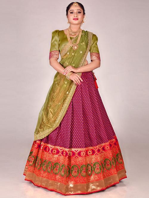women pink semi-stitched lehenga choli with dupatta - 20602739 - Very Small Image - 1