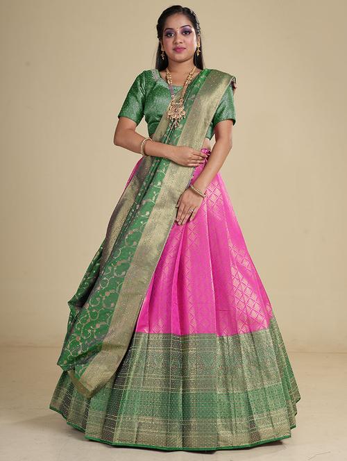 women pink semi-stitched lehenga choli with dupatta - 20602748 - Very Small Image - 1