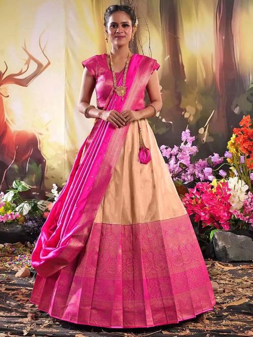 women peach semi-stitched lehenga choli with dupatta - 20602800 - Very Small Image - 1