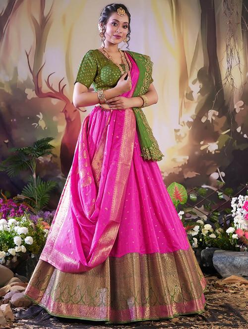 women pink semi-stitched lehenga choli with dupatta - 20602828 - Very Small Image - 1
