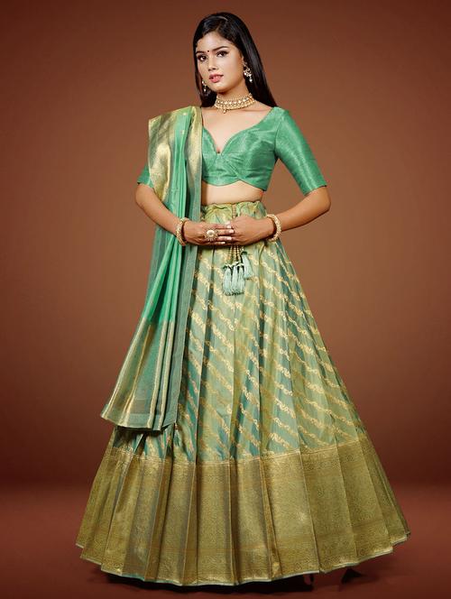 women green semi-stitched lehenga choli with dupatta - 20602843 - Very Small Image - 1
