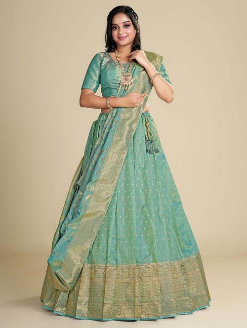 women green semi-stitched lehenga choli with dupatta - 20602848 - Very Small Image - 1