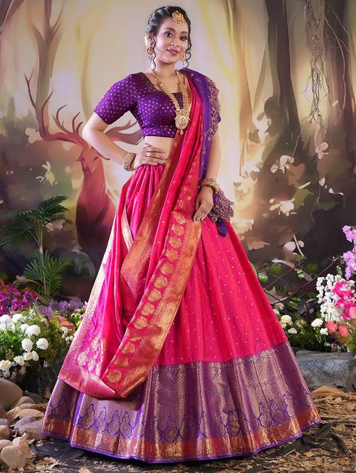 women pink semi-stitched lehenga choli with dupatta - 20602886 - Very Small Image - 1