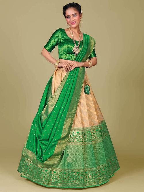 women beige semi-stitched lehenga choli with dupatta - 20602905 - Very Small Image - 1