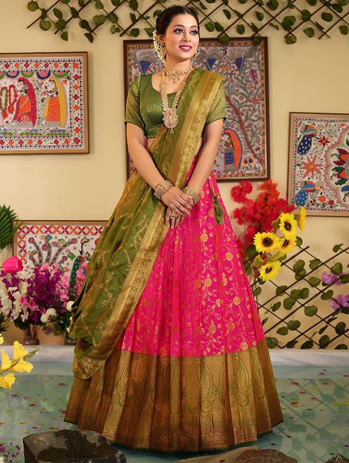 women pink semi-stitched lehenga choli with dupatta - 20602939 - Very Small Image - 1