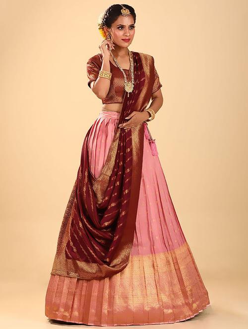 rosewater self design semi stitched lehenga - 20602957 - Very Small Image - 1