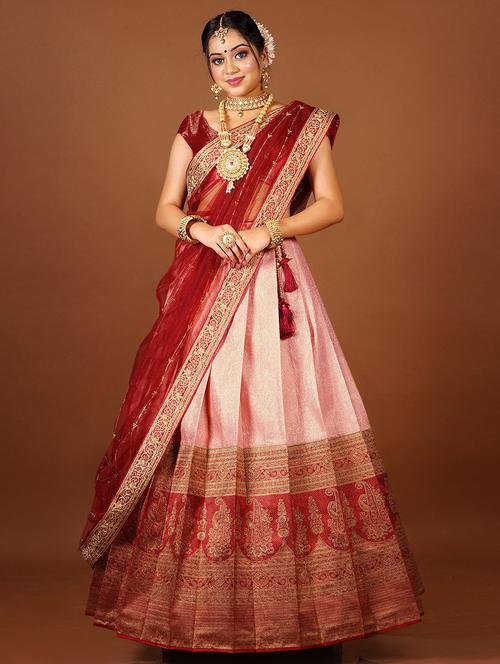 women peach semi-stitched lehenga choli with dupatta - 20602992 - Very Small Image - 1