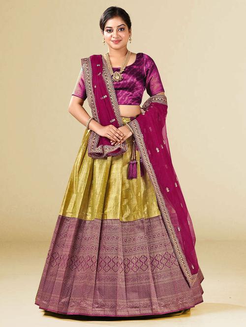 women green semi-stitched lehenga choli with dupatta - 20603008 - Very Small Image - 1