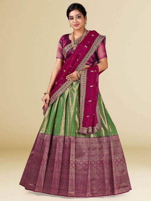 women self design semi stitched lehenga - 20603369 - Very Small Image - 1