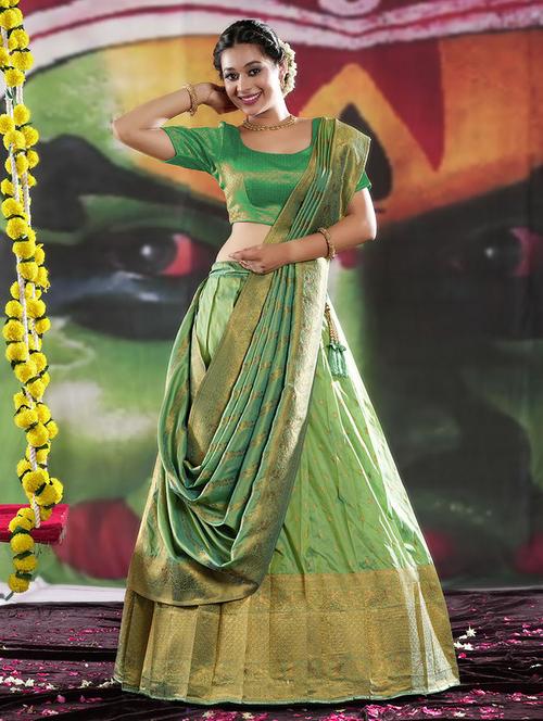 neon self design semi stitched lehenga - 20603431 - Very Small Image - 1