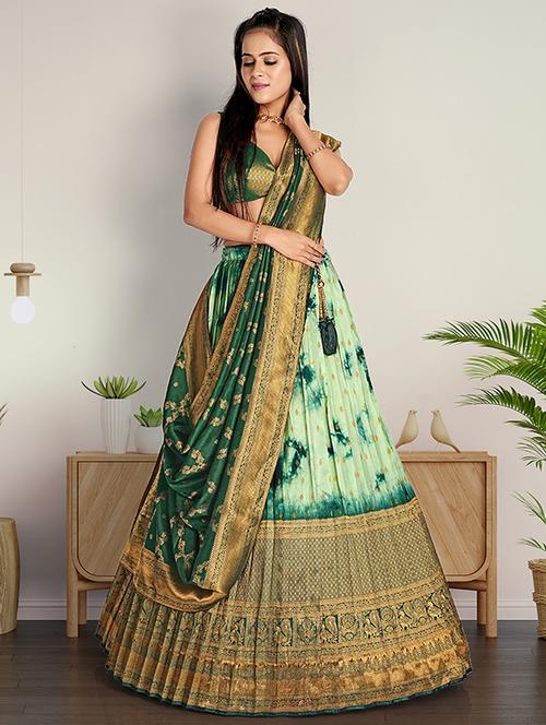 women green semi-stitched lehenga choli with dupatta - 20603473 - Very Small Image - 1