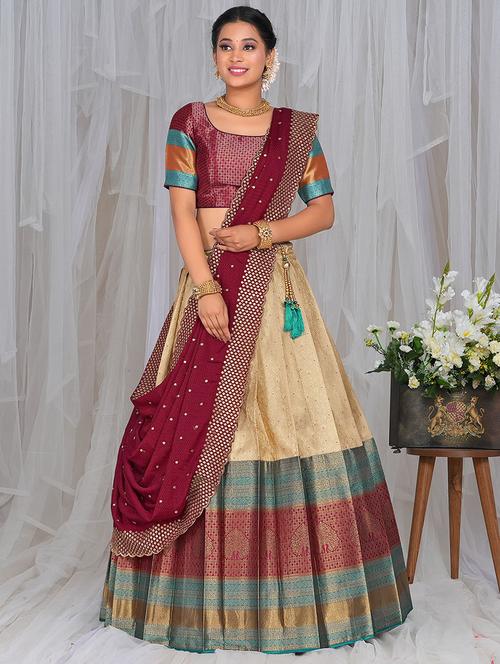 women beige semi-stitched lehenga choli with dupatta - 20603532 - Very Small Image - 1
