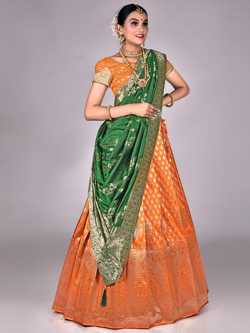 women self design semi stitched lehenga - 20603549 - Very Small Image - 1