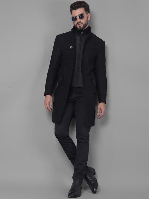 men black single breasted overcoat - 20605399 - Very Small Image - 1