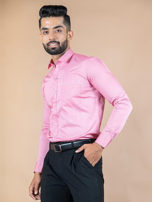 men solid pink formal shirt - 20605682 - Very Small Image - 1