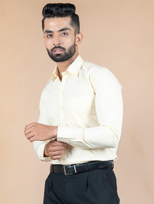 men solid cream formal shirt - 20605683 - Very Small Image - 1