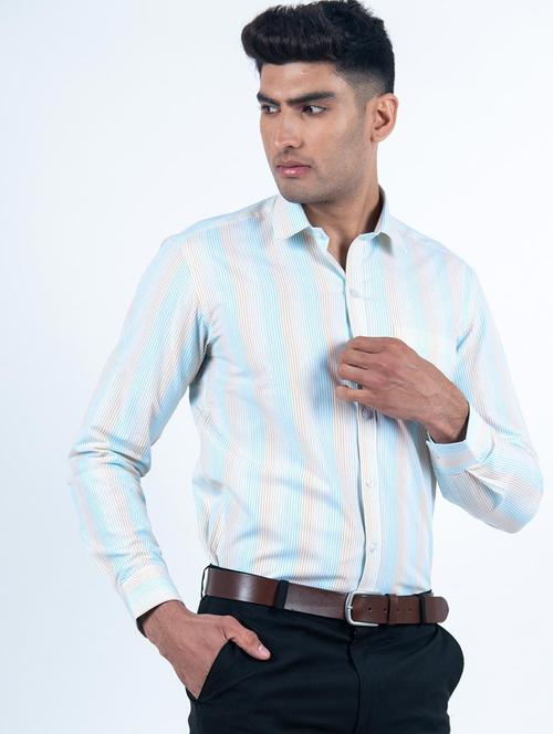 light blue striped long sleeve formal shirt - 20605746 - Very Small Image - 1