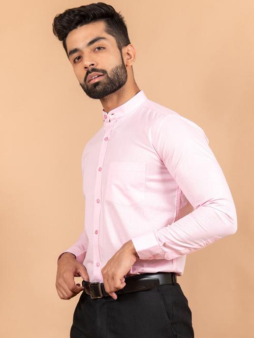 pink cotton blend formal shirt - 20605801 - Very Small Image - 1