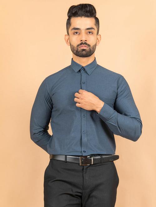navy blue solid formal shirt - 20605808 - Very Small Image - 1