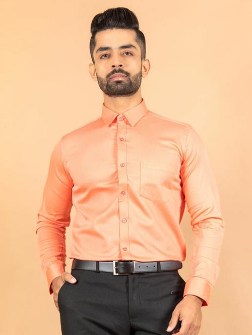 orange solid formal shirt - 20605812 - Very Small Image - 1