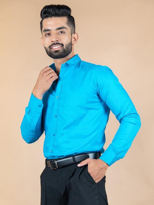 light blue cotton blend formal shirt - 20605847 - Very Small Image - 1