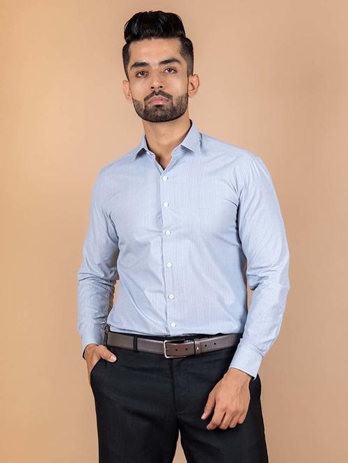 grey cotton blend formal shirt - 20605874 - Very Small Image - 1