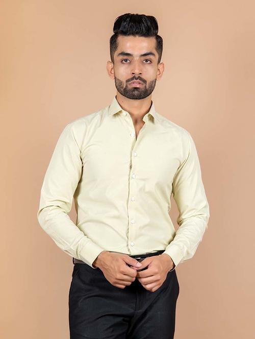 lime green cotton blend formal shirt - 20605880 - Very Small Image - 1