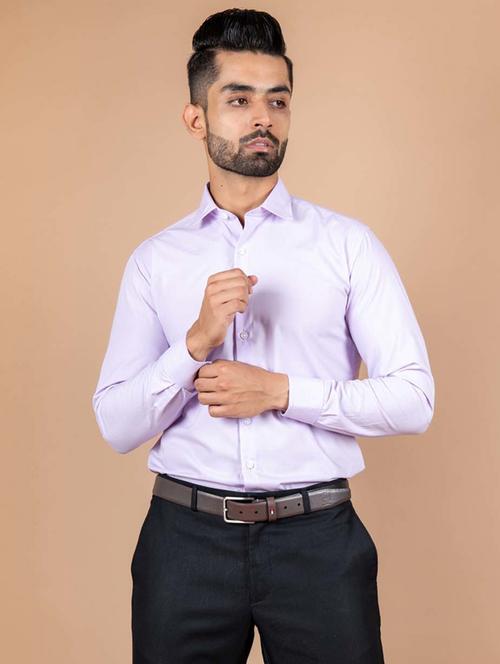 lavender solid formal shirt - 20605881 - Very Small Image - 1