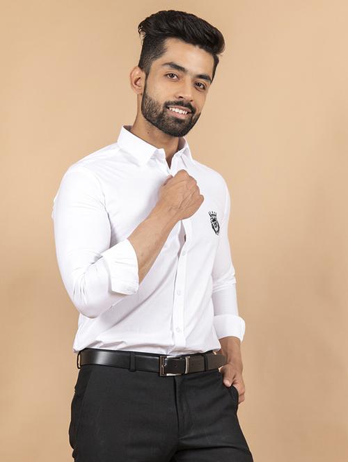 white cotton blend formal shirt - 20605938 - Very Small Image - 1