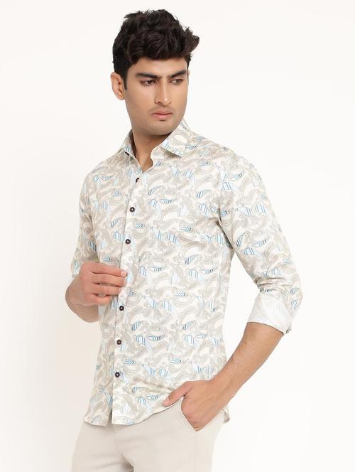men paisley print collared casual shirt - 20606064 - Very Small Image - 1