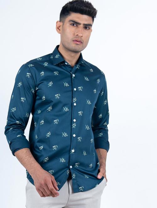 blue cotton blend casual shirt - 20606084 - Very Small Image - 1