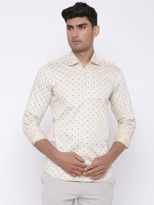 cream floral printed casual shirt - 20606098 - Very Small Image - 1