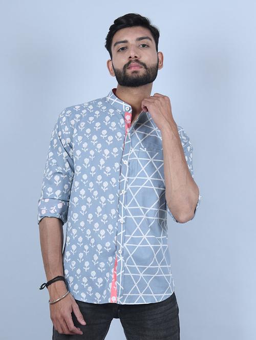 men long sleeve cotton casual shirt - 20606117 - Very Small Image - 1
