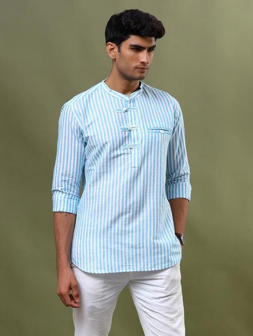 light blue striped casual shirt - 20606191 - Very Small Image - 1