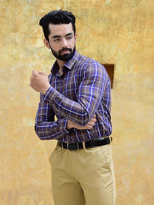 men multi color check printed casual shirt - 20606230 - Very Small Image - 1