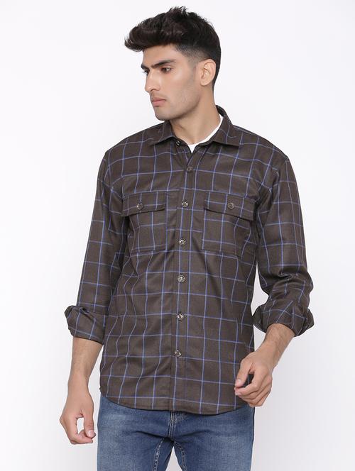 men checkered collared casual shirt - 20606245 - Very Small Image - 1