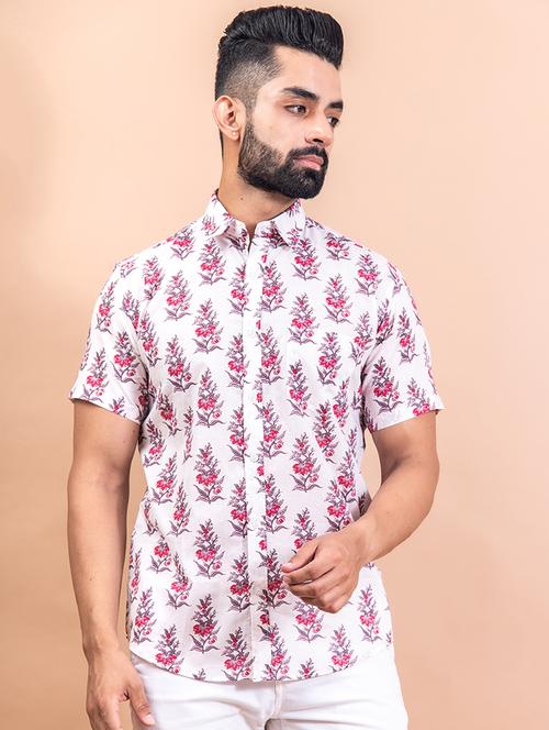 white floral printed casual shirt - 20606266 - Very Small Image - 1