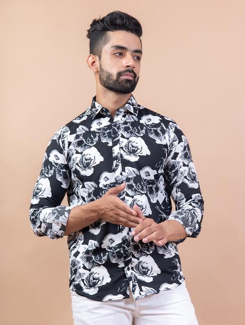 black cotton blend casual shirt - 20606313 - Very Small Image - 1