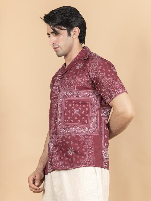 maroon cotton blend casual shirt - 20606325 - Very Small Image - 1